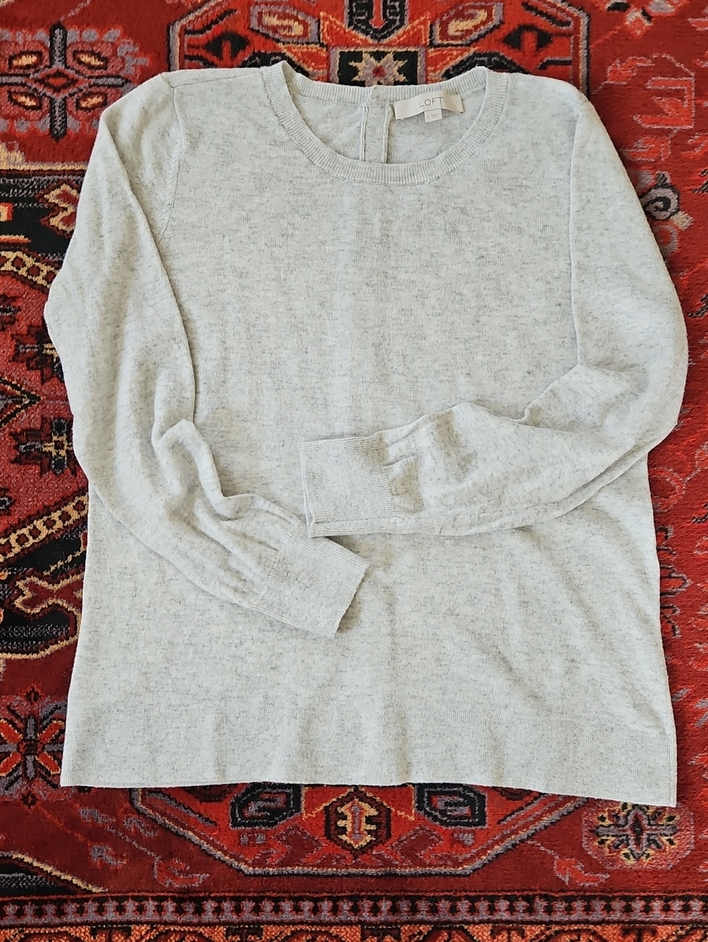 LOFT Heather Light Gray Crewneck Sweater - Women's Neutral Knit Pullover